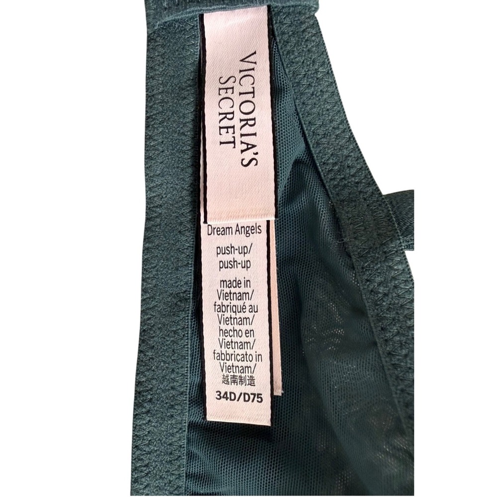 Victoria's Secret Dream Angels Push-Up Bra Women 34D Lace 2-Pack Teal Pink Black - Picture 6 of 14